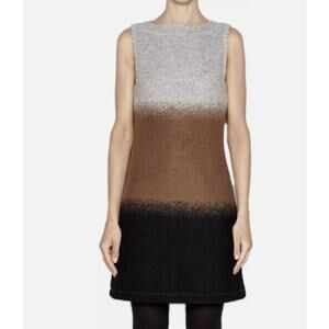 Hoss Intropia Ombre Sleeveless Wool Blend Shift Dress Grey Brown Black Women M
